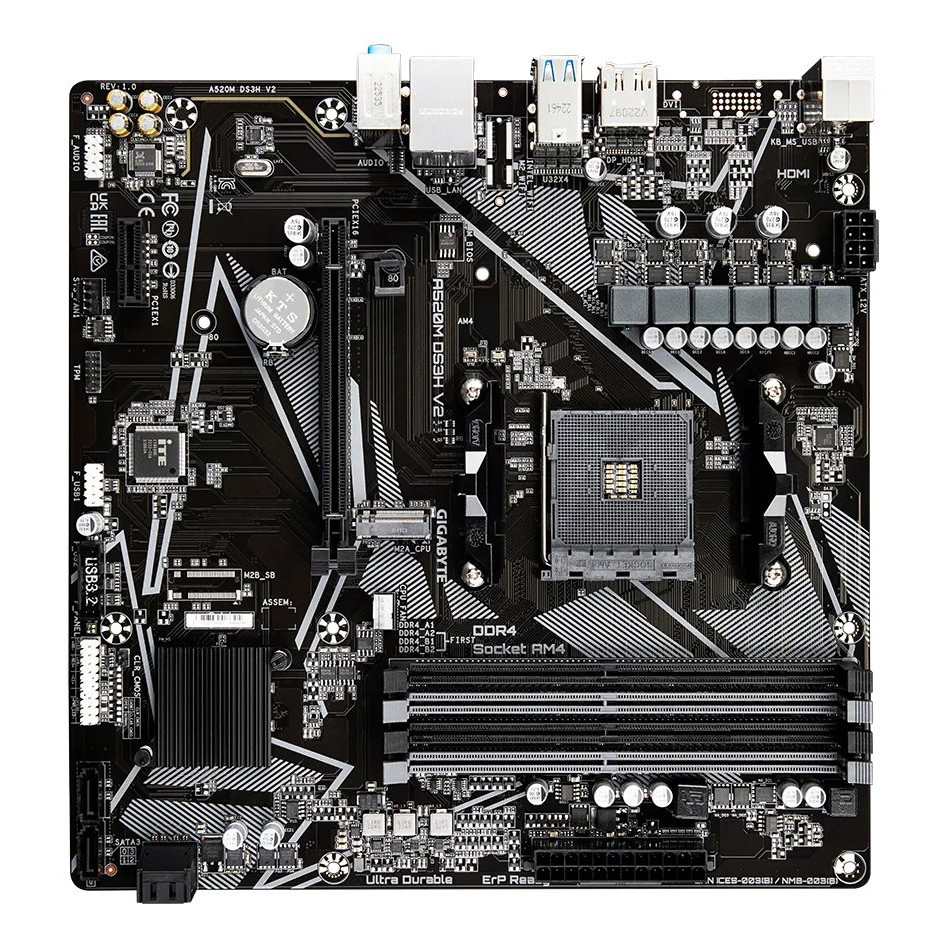 GIGABYTE A520M DS3H V2 AM4 4xDDR4 Micro ATX MB 4xSATA 1xM.2