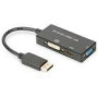 DIGITUS DisplayPort converter cable DP - HDMI+DVI+VGA M-F/F/F 0 2m 3 in 1 Multi-Media cable CE bl gold