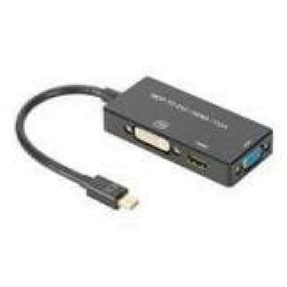 ASSMANN DisplayPort converter cable mDP - HDMI+DVI+VGA M-F/F/F 0 2m 3 in 1 Multi-Media cable CE bl gold