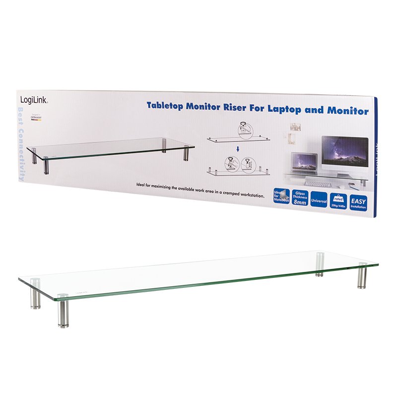LOGILINK BP0060 - Glass tabletop monitor riser. extra wide. max. 20 kg