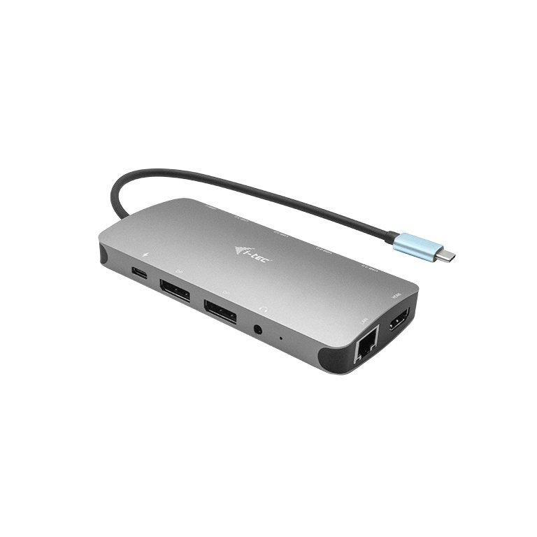 I-TEC USB-C Metal Nano Dock 2xDP 1xHDMI 1xGLAN 1xAudio/Mic 2xUSB 3.1 2xUSB 2.0 1xUSB-C Data 1xUSB-C 100W PD, Optional Power Supply