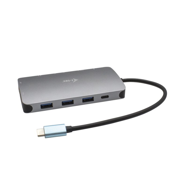 I-TEC USB-C Metal Nano Dock 1xHDMI 1xVGA 1xSD 1xmicroSD 1xGLAN 1xAudio/Mic 3xUSB 3.1 1xUSB-C Data 1xUSB-C PD, Optional Power Supply