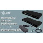 I-TEC Universal Dual 4K Display Docking Station PD 85W + USB-C Charger 100W