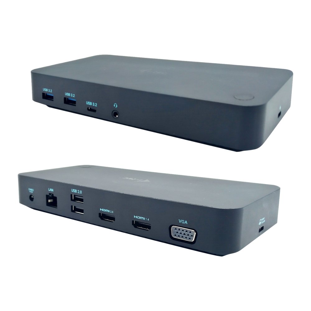 I-TEC USB 3.0/USB-C/Thunderbolt 3xDisplay DS 2xHDMI 1xVGA 1xGLAN 2xUSB 2.0 2xUSB 3.2 1xUSB-C 3.2 Data 1x3.5mm Combo Audio/Mic PD 65W