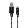 GEMBIRD CC-USB2B-AMCM-1M-BW Premium cotton braided Type-C USB charging and data cable 1m black/white