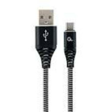 GEMBIRD CC-USB2B-AMCM-2M-BW Premium cotton braided Type-C USB charging and data cable 2m black/white