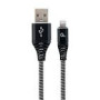 GEMBIRD CC-USB2B-AMLM-1M-BW Premium cotton braided 8-pin cable charging and data cable 1m black/white