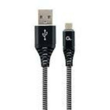 GEMBIRD CC-USB2B-AMmBM-1M-BW Premium cotton braided Micro-USB charging and data cable 1m black/white