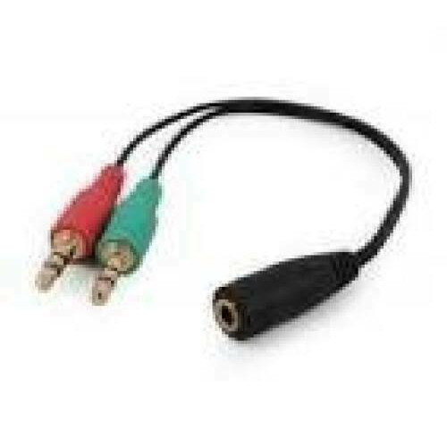 GEMBIRD CCA-418M 3.5mm 4-pin socket to 2x3.5mm stereo plug adapter cable metal black