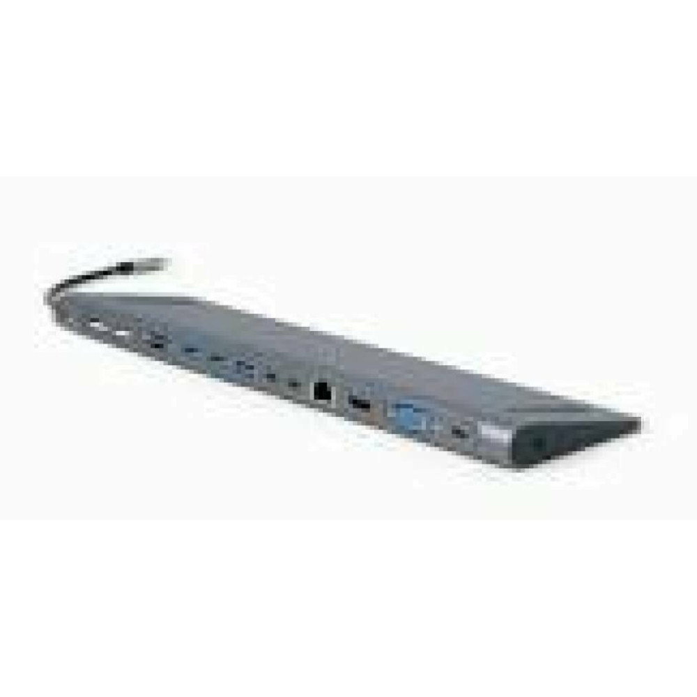 GEMBIRD A-CM-COMBO9-01 USB Type C 9in1 multi port adapter USB hub HDMI VGA PD card reader LAN 3.5mm audio space grey