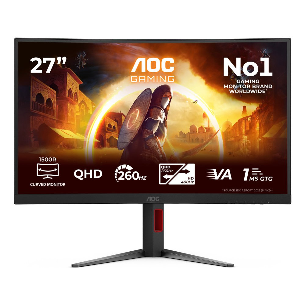 AOC CQ27G4Z2 27inch 16:9 Fast VA 260Hz OC Native 240Hz 2560x1440 HAS 130mm HDMI x 2x 2.0 DP x 1x 1.4