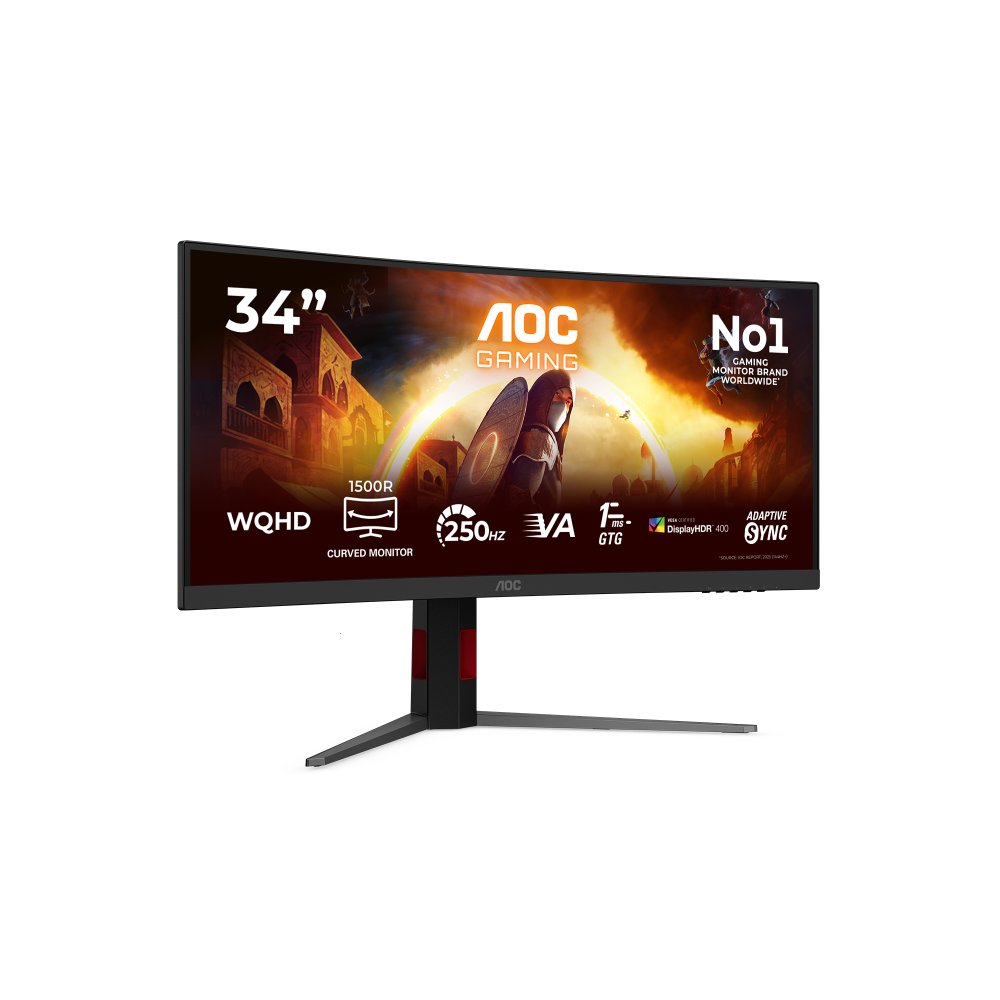 AOC Gaming CU34G4ZCA 34inch 3440x1440 21:9 Fast VA 250Hz HDMI x 2x 2.1 DP x 1x 1.4 1x USB-C