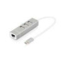 DIGITUS USB 2.0 3-port hub + Fast Ethernet LAN-Adapter with Typ C connector