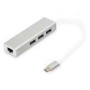 DIGITUS 3 Port USB 3.0 Type C Hub with Gigabit Ethernet 3xUSB A/F 1xUSB C/M 1xRJ45 LAN Supports Windows and Mac OS