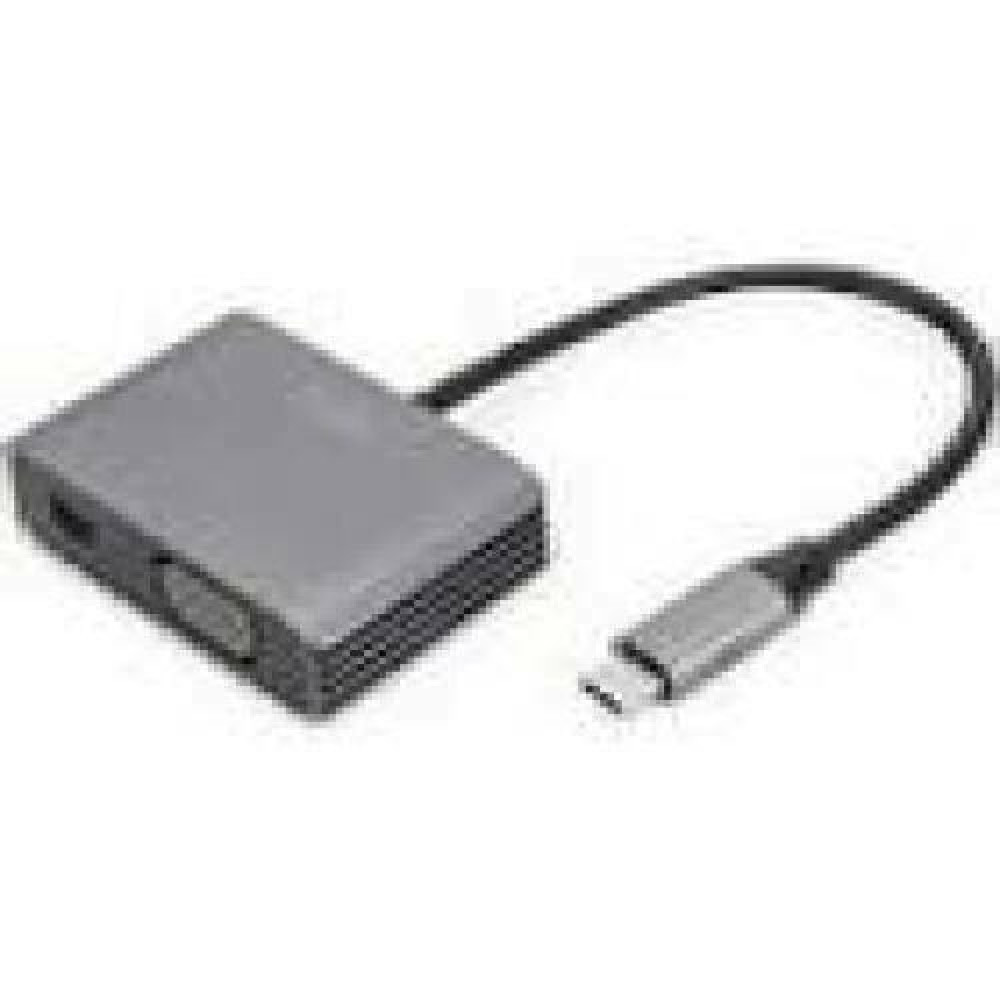 DIGITUS USB-C - mini DP + VGA Adapter 20cm 4K/30Hz silver aluminum housing