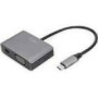 DIGITUS USB-C - mini DP + VGA Adapter 20cm 4K/30Hz silver aluminum housing