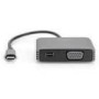 DIGITUS USB-C - mini DP + VGA Adapter 20cm 4K/30Hz silver aluminum housing