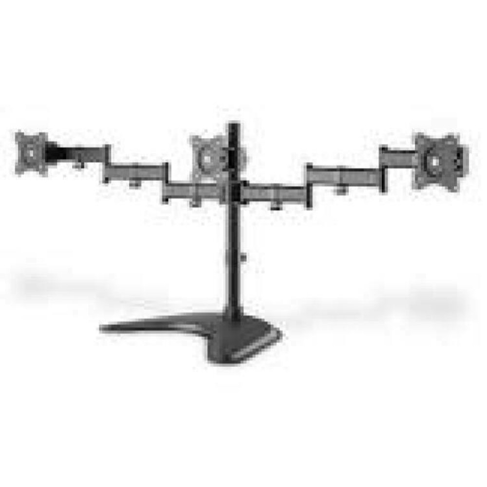 DIGITUS Universal Tripple Monitor Stand with clamping assembly Triple Monitor Desk clamp mount black 90ø Swivel 45 Tilt rotate 360