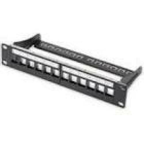 DIGITUS Modular Patch Panel shielded 12-port Blank 1U 10inch 10in Rack Mount Color black RAL 9005