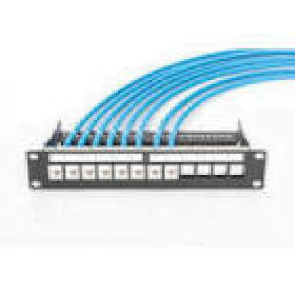 DIGITUS Modular Patch Panel shielded 12-port Blank 1U 10inch 10in Rack Mount Color black RAL 9005