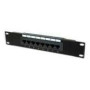 DIGITUS CAT 6A Class EA Patch Panel shielded 1U 24-port RJ45 incl.dust cover 8P8C black RAL 9005 483 mm 19inch /482.6x44x109 mm