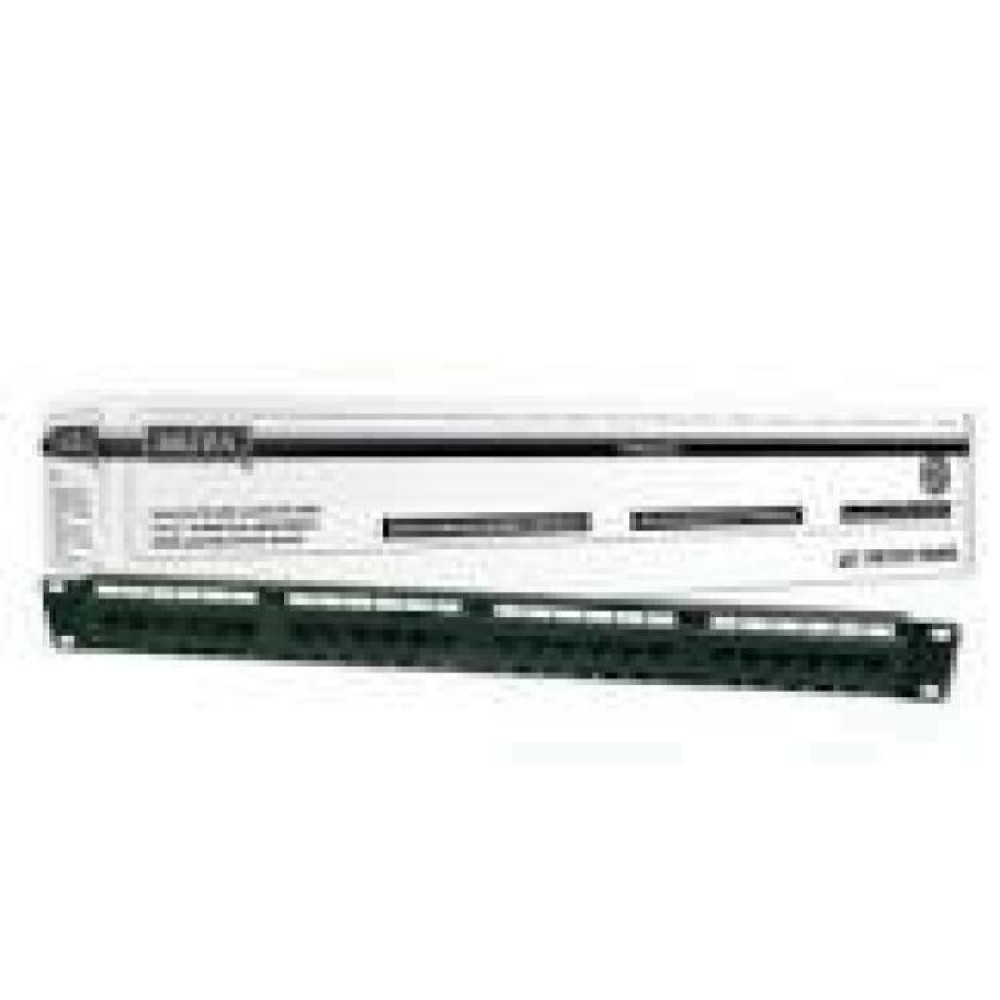 DIGITUS Patch Panel 19inch 24Port Cat6 unshielded black RAL 9005 cableinstallation about LSA without LSA cover