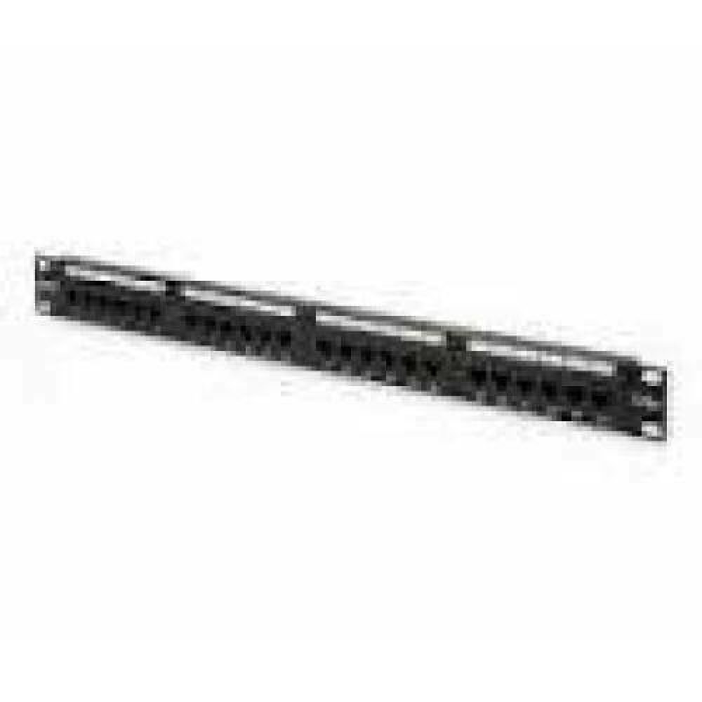 DIGITUS Patch Panel 19inch 24Port Cat6 unshielded black RAL 9005 cableinstallation about LSA without LSA cover