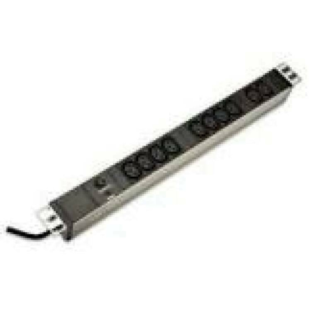 DIGITUS 19inch outlet stripe 10x black 10A 2500W Alu profil overload protection C14 plug