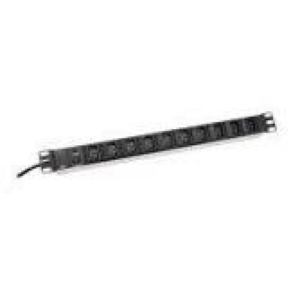 DIGITUS 19inch outlet stripe 10x black 10A 2500W Alu profil overload protection C14 plug