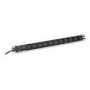 DIGITUS 19inch outlet stripe 10x black 10A 2500W Alu profil overload protection C14 plug