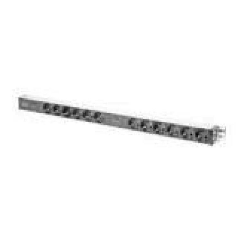 DIGITUS 19inch Outlet stripe aluminium 12x black 2x16A 2xoverlaod protection inkl.metal mount kit