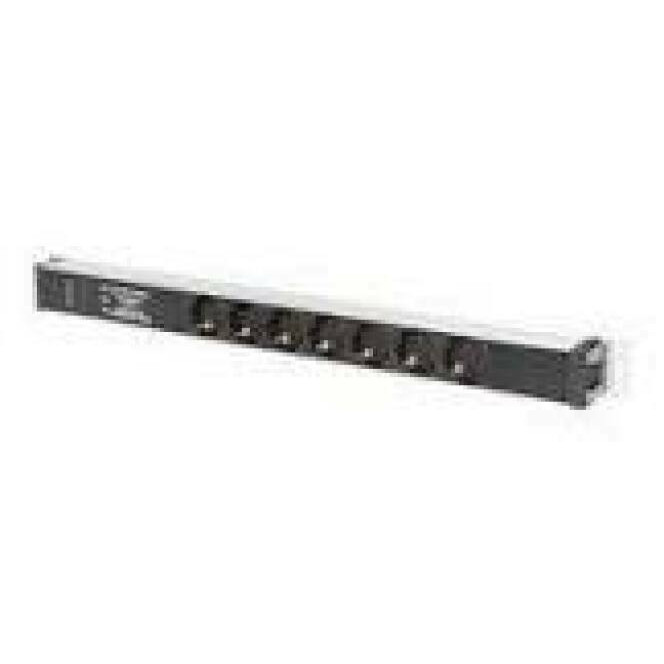 DIGITUS 1U Aluminium PDU Rackmountable 16A 4000W 250VAC 50/60Hz 7x outlet CEE 7/7 2m cable CEE 7/7 plug