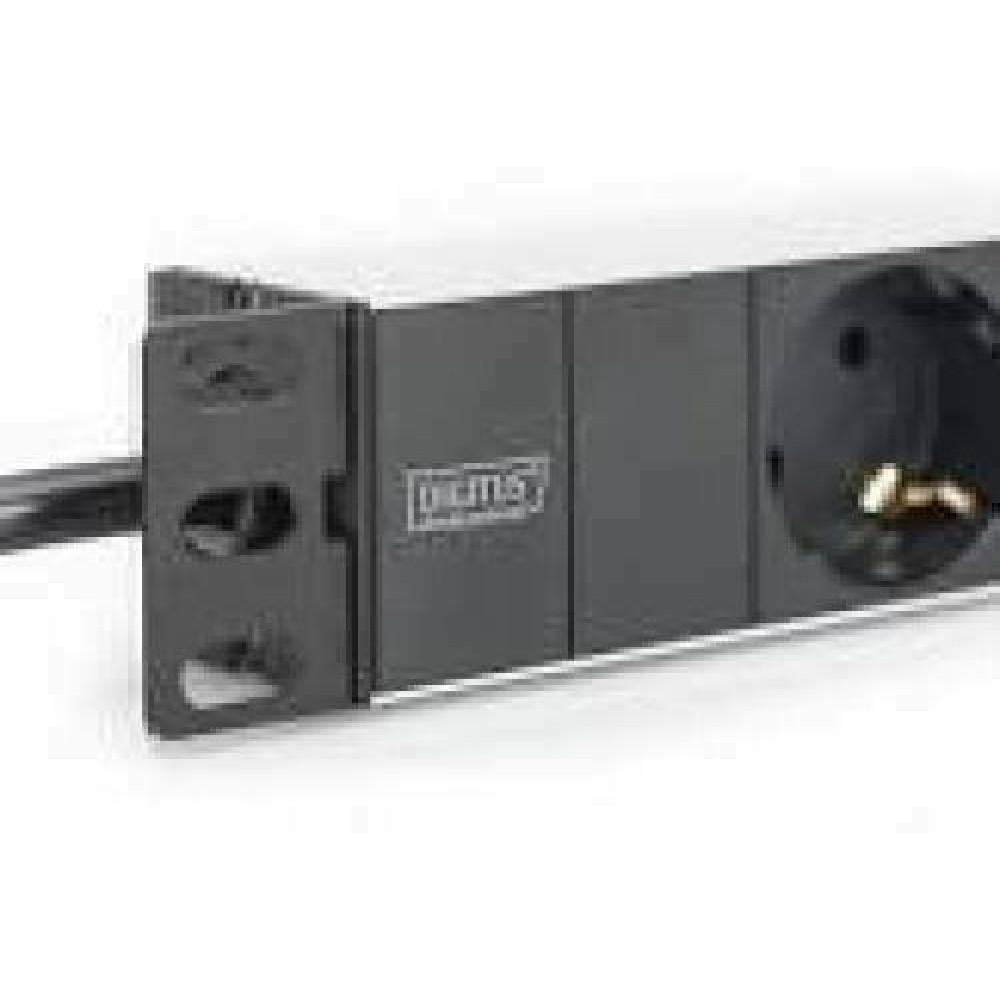 DIGITUS 1U Aluminum PDU 254mm 10inch rack mount 4x safety outlet 16A 4000W 250VAC 50/60Hz