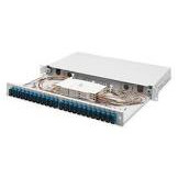 DIGITUS Fiber optic switch / FO patch panel with equipment 19inch 1U 24x SC APC dx OS2 pigtails tray adapters grey