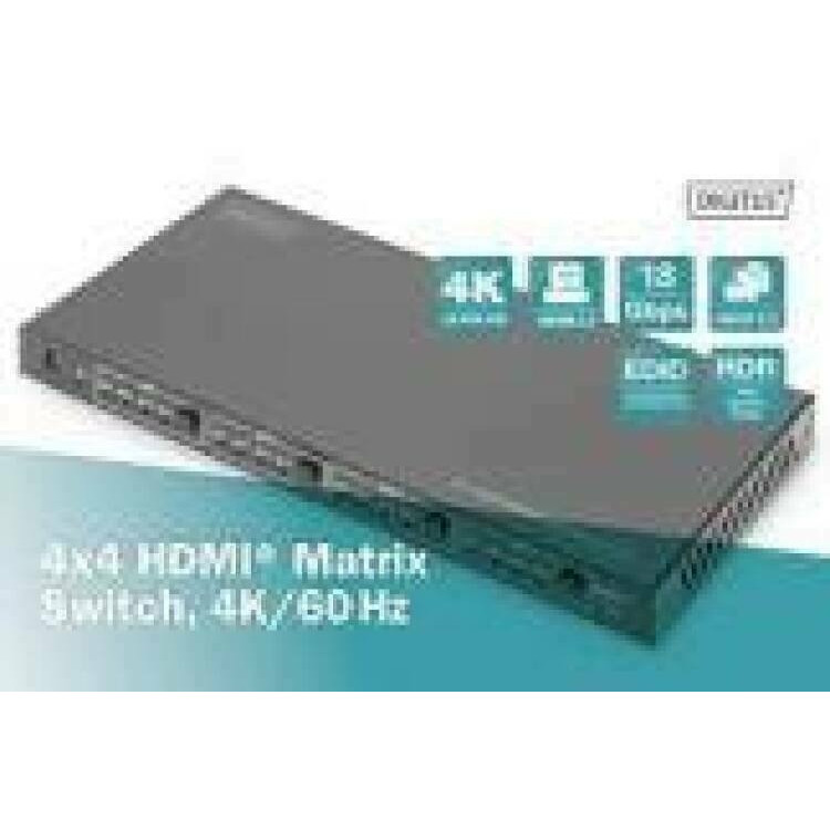 DIGITUS 4x4 HDMI Matrix Switch 4K/60Hz