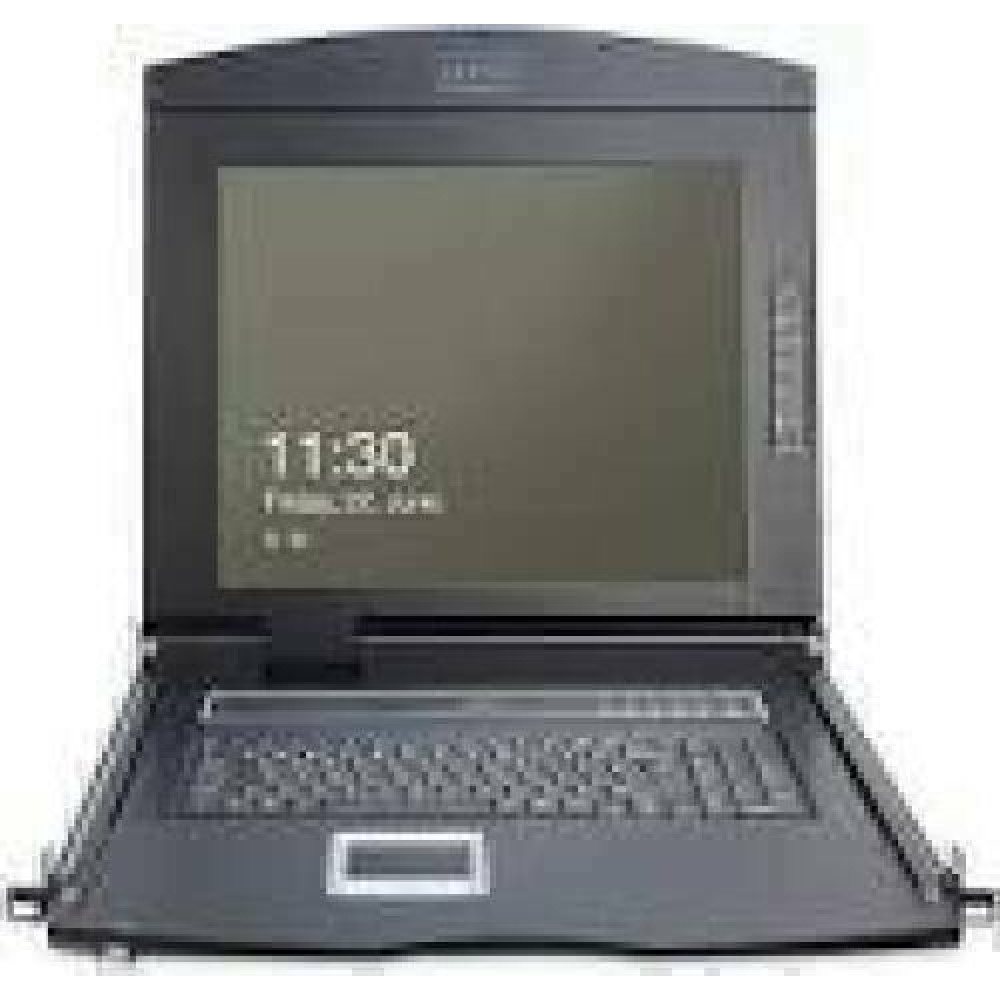 DIGITUS modularized 43.2cm 17inch TFT console with 8 port KVM US keyboard RAL 9005 black color