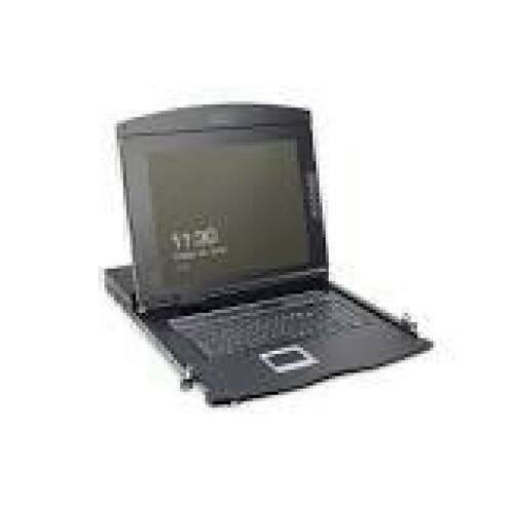 DIGITUS modularized 43.2cm 17inch TFT console with 16 port KVM US keyboard RAL 9005 black color