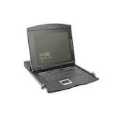 DIGITUS Modularized 19inch HD TFT console with 8 port KVM RAL 9005 black US keyboard