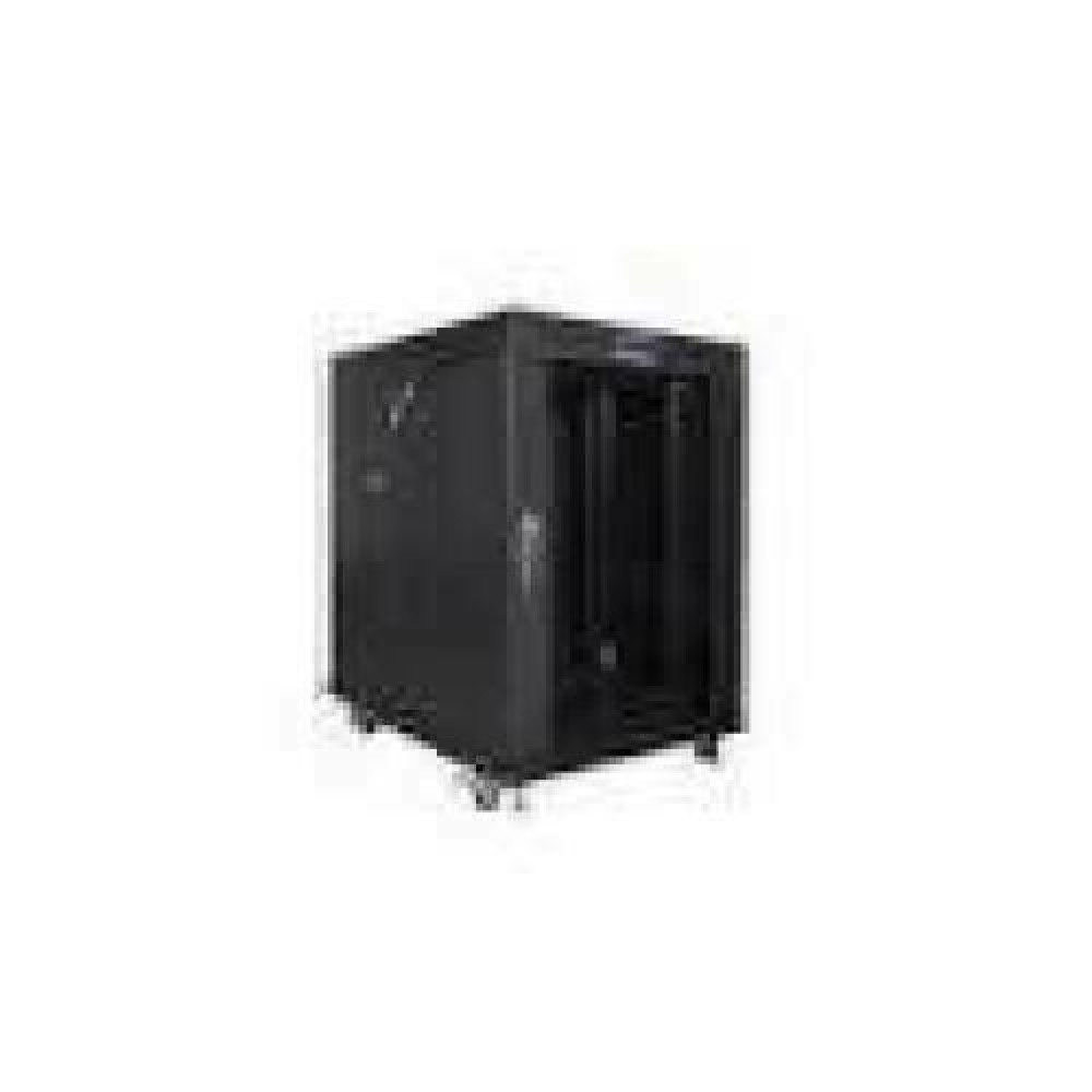 LANBERG free standing rack 19inch cabinet 15U 600x600 glass door LCD flat pack black