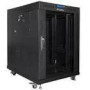 LANBERG FF01-8015-12BL free-standing rack 19inch self-assembly flat pack 15U/800x1000mm black glass door LCD