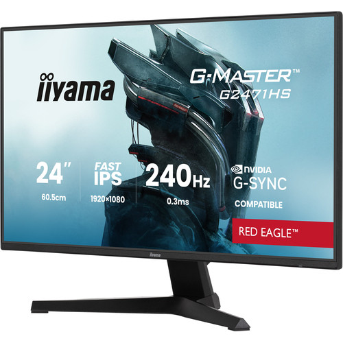 IIYAMA G2471HS-B1 24inch Fast IPS Gaming G-Master Red Eagle FreeSync Premium / G-Sync Compatible 1920x1080 240Hz 350cd/m