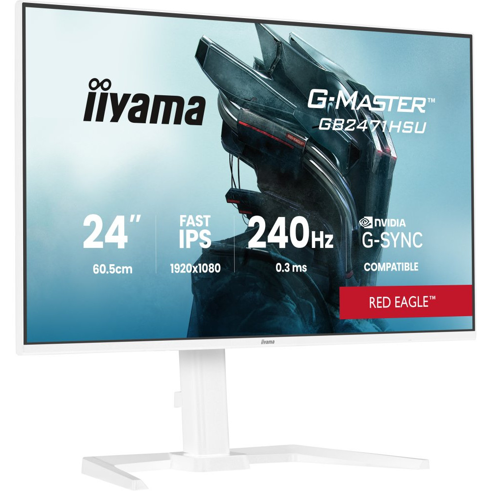 IIYAMA GB2471HSU-W1 24inch G-Master Red Eagle Fast IPS FHD 240Hz 350cd/m2 2xHDMI DP 0.4ms USB 3.2 USB Type-C Speakers 15cm Adj.