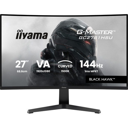 IIYAMA GC2781HSU-B1 G-Master Black Hawk 27inch VA FHD  Curved 1500R 144Hz 350cd/m2 1ms DP HDMI 2xUSB Speakers Black Tuner