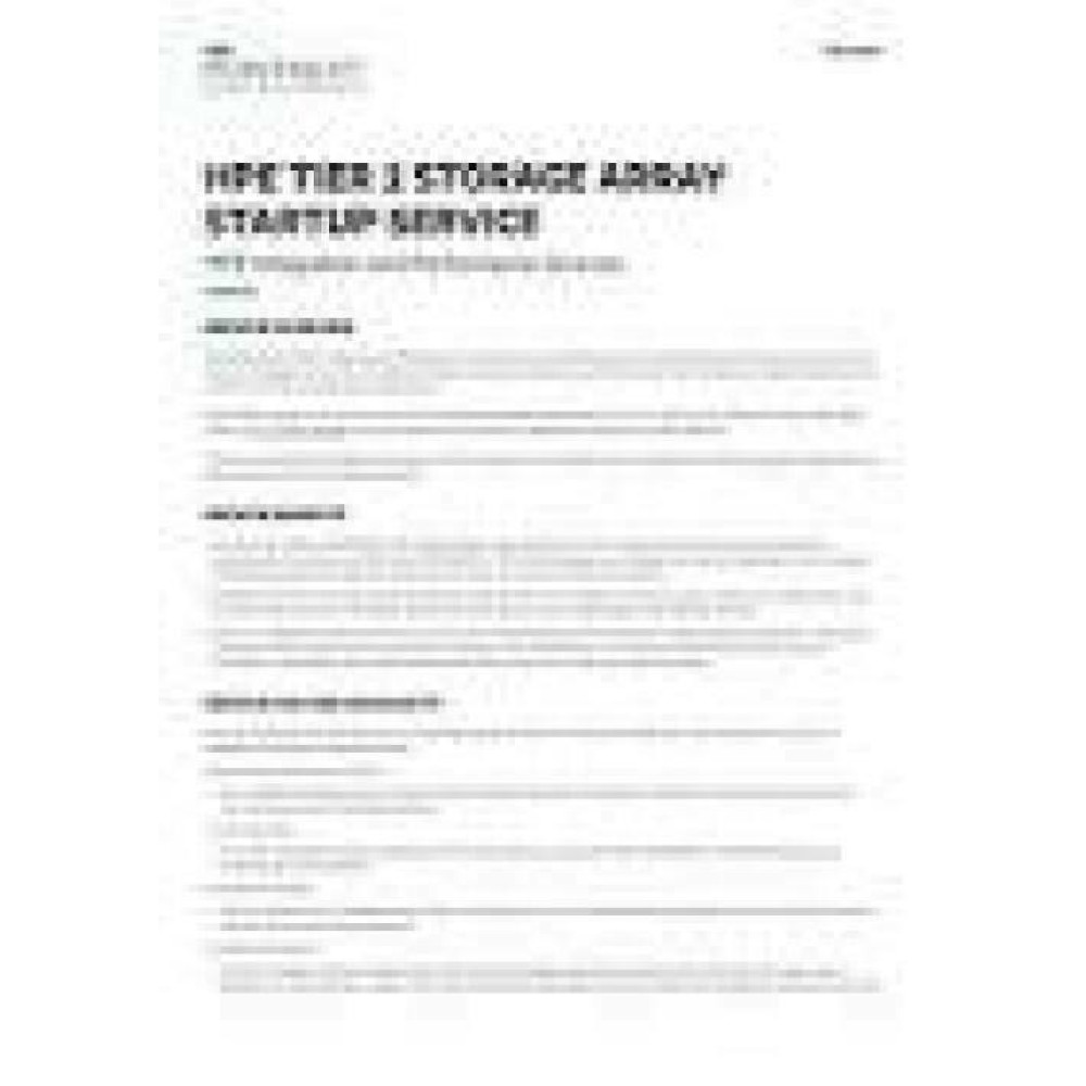 HPE Technical Installation Startup SVC Tier 1 Storage Array Startup SVC