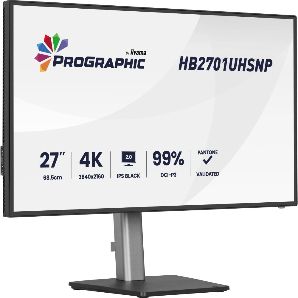 IIYAMA HB2701UHSNP-B1 27inch IPS BLACK 2.0 panel 3840x2160 UHD DCI-P3 99perc Pantone Certified Delta E<2 USB-C Dock LAN/96W PD/DP