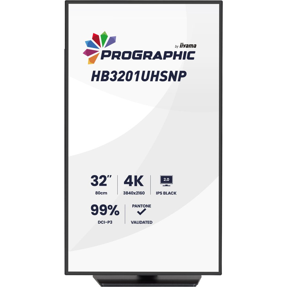 IIYAMA HB3201UHSNP-B1 32inch IPS BLACK 2.0 panel 3840x2160 UHD DCI-P3 99per Pantone Certified Delta E 2 USB-C Dock LAN/96W PD/DP-OUT