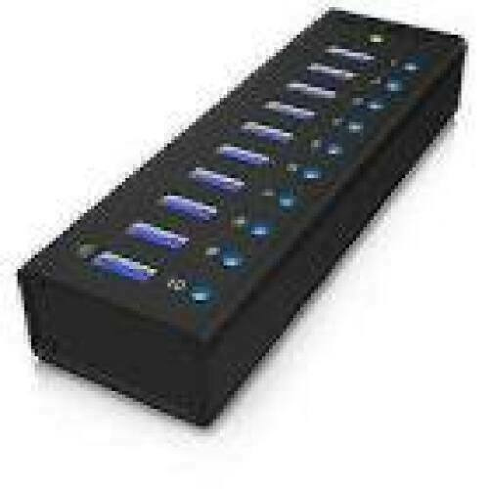 ICY BOX IB-AC6110 10x Port USB 3.0 Hub with USB charge port Black