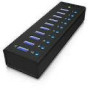 ICY BOX IB-AC6110 10x Port USB 3.0 Hub with USB charge port Black