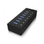 ICY BOX IB-AC618 7x Port USB 3.0 Hub with USB charge port Black