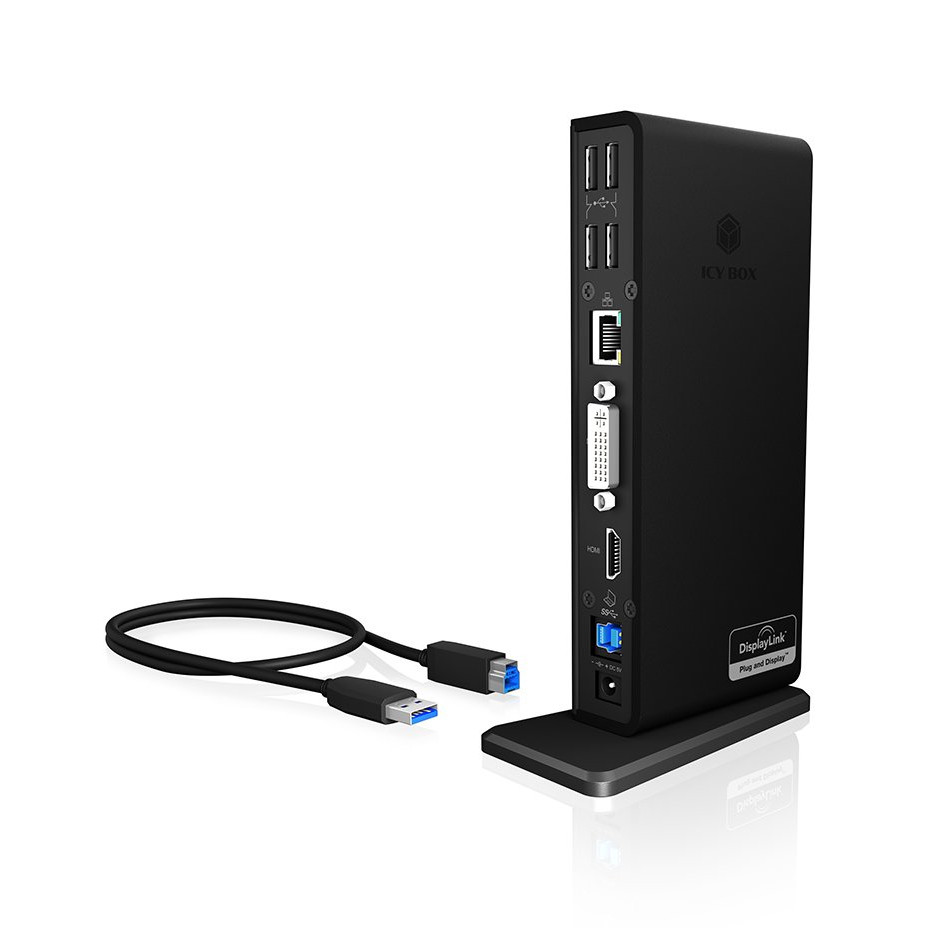 ICY BOX IB-DK2241AC Multi Docking Station for Notebooks and PCs 2x USB 3.0 HDMI Black